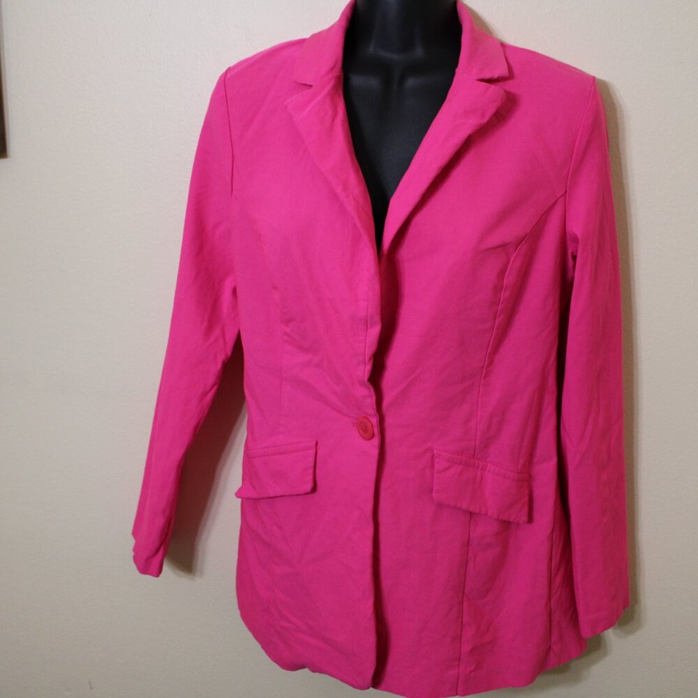 Whatever Hot Pink Blazer Large Barbiecore Statement Jacket